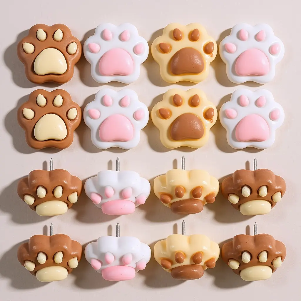 

30 шт. милых кнопок-гвоздиков с дизайном в виде лапок животных, прочные, из смолы и металла, для досок объявлений, карт, декора стола, для женщин