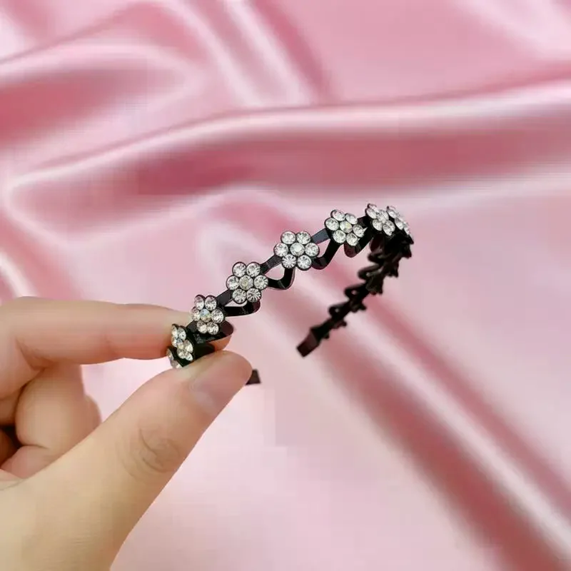 Fashion Pearl Non-Slip Rhinestone Hairbands Elastic Flower Child Hair Hoop Bands Headband Bezel Girls Hair Accessories