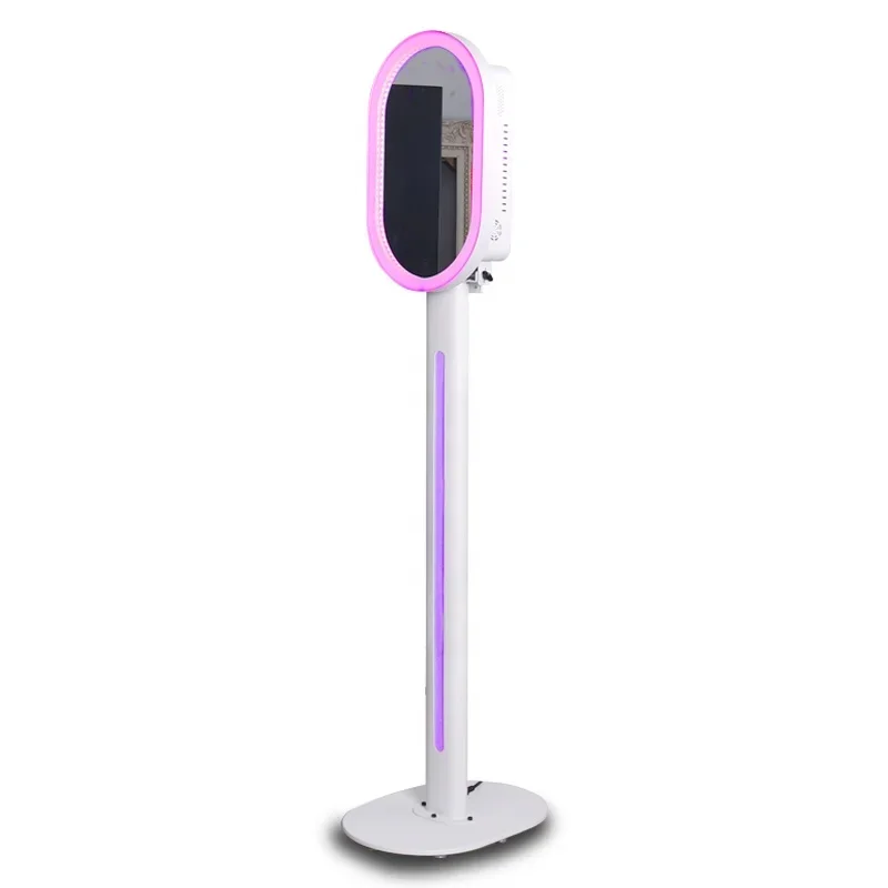 social media mobile magic automatic led light digital mirror oval photo booth machine photobooth with ring light
