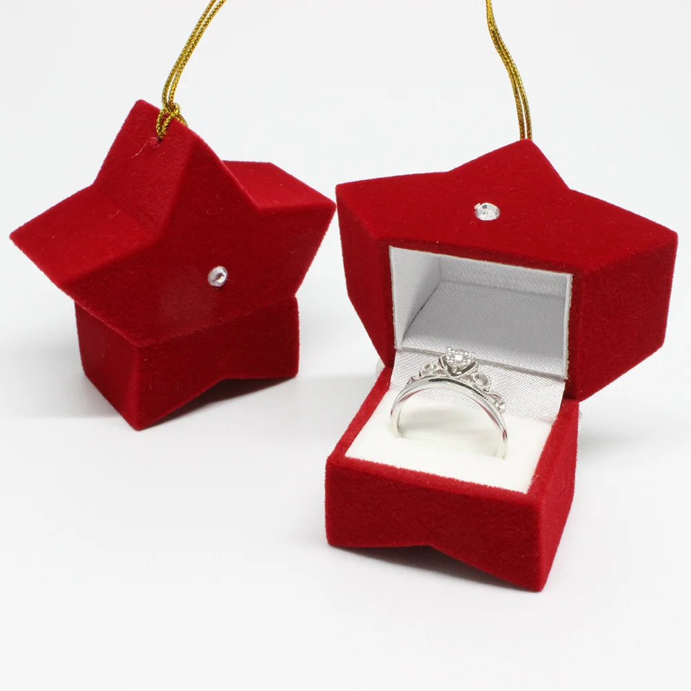 

3pcs Christmas Jewelry -Pointed Star Storage Case For Earrings Rings Bracelets Red Durable Ornament Jewelry Storage Gift
