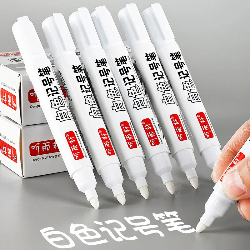 

6/3 White Marker For Stainless Steel Metal Oiliness Big Head Tasteless Waterproof Tyre Glass Waterproof Pen 2-3 Line Width