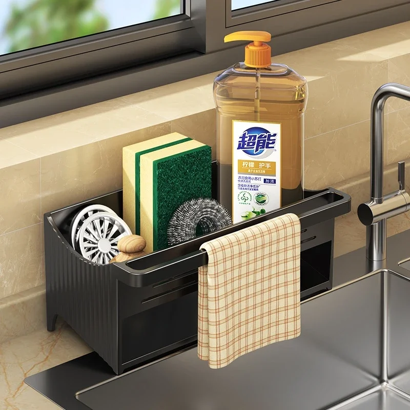 

Kitchen ABS Plastic Sink Drain Rack Sponge Storage Faucet Holder Soap Drainer Towel Rack Shelf Organizer Kitchen Accessories