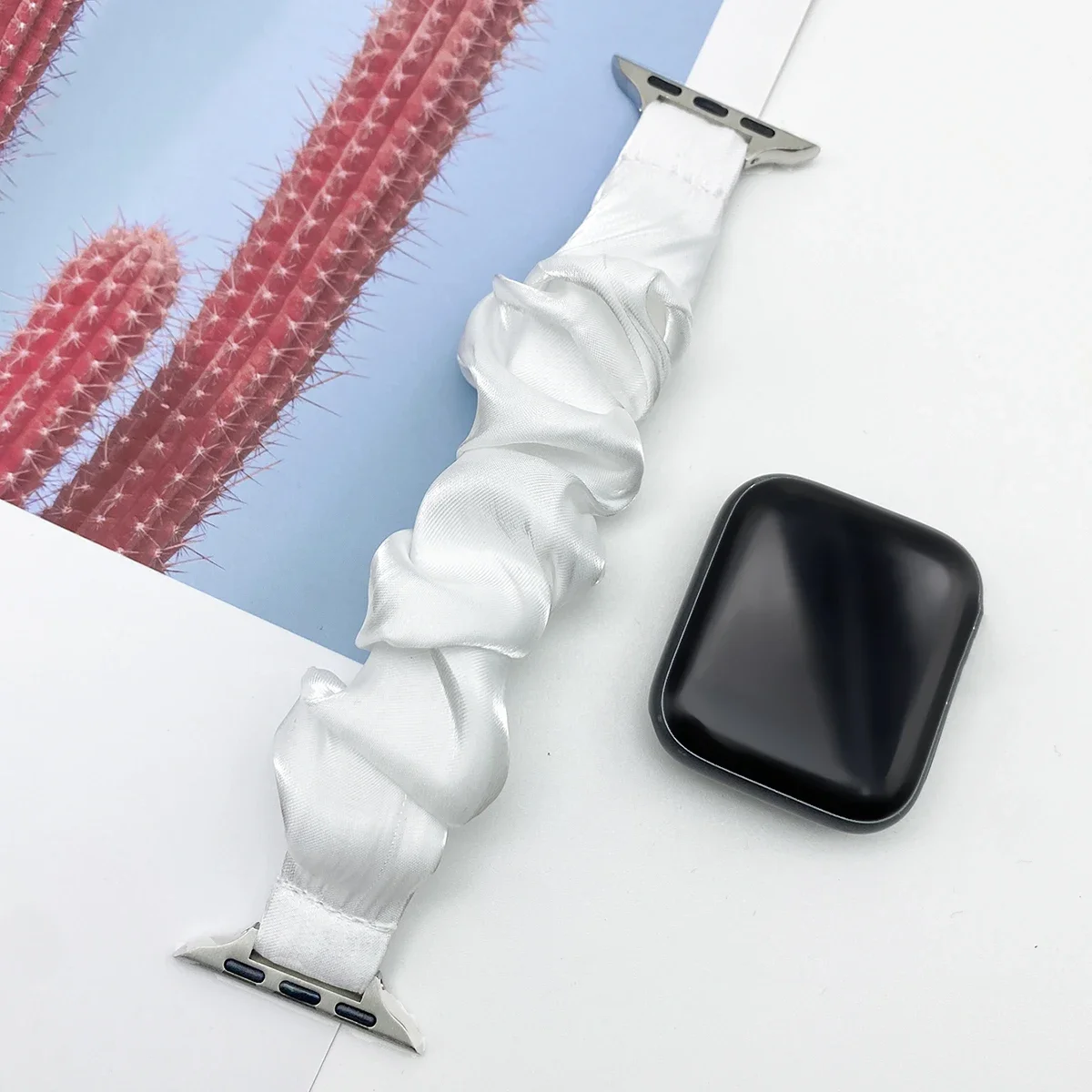Scrunchie Watch Band Elastic Band Compatible with Apple Watch 38 40 41mm  Shine Silk Soft Elastic Elastic Wrist Band for iWatch