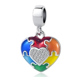 Autism Awareness Fit Luxury brand Charm Puzzle Piece Enamel ASD Beads You Fit Me Perfect Heart Charm European Charm Bracelet