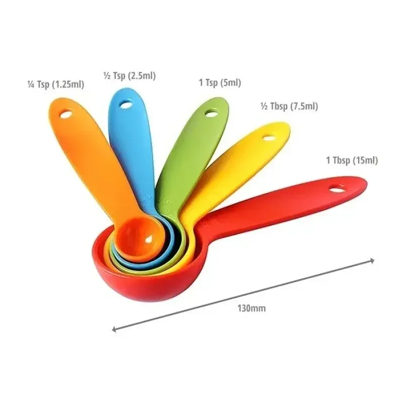 Colorful 5-Piece Measuring Spoon Set for Accurate Baking and Cooking