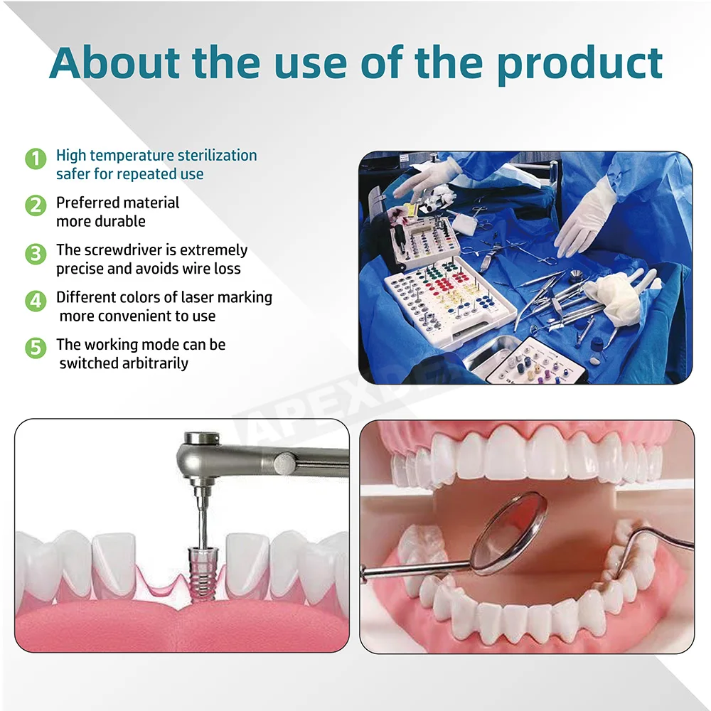 APEXDENT Dental Guide Surgery Full Kit Implant Conical Drills Pilot Tissue Punch Drill Guider Dentistry Instruments