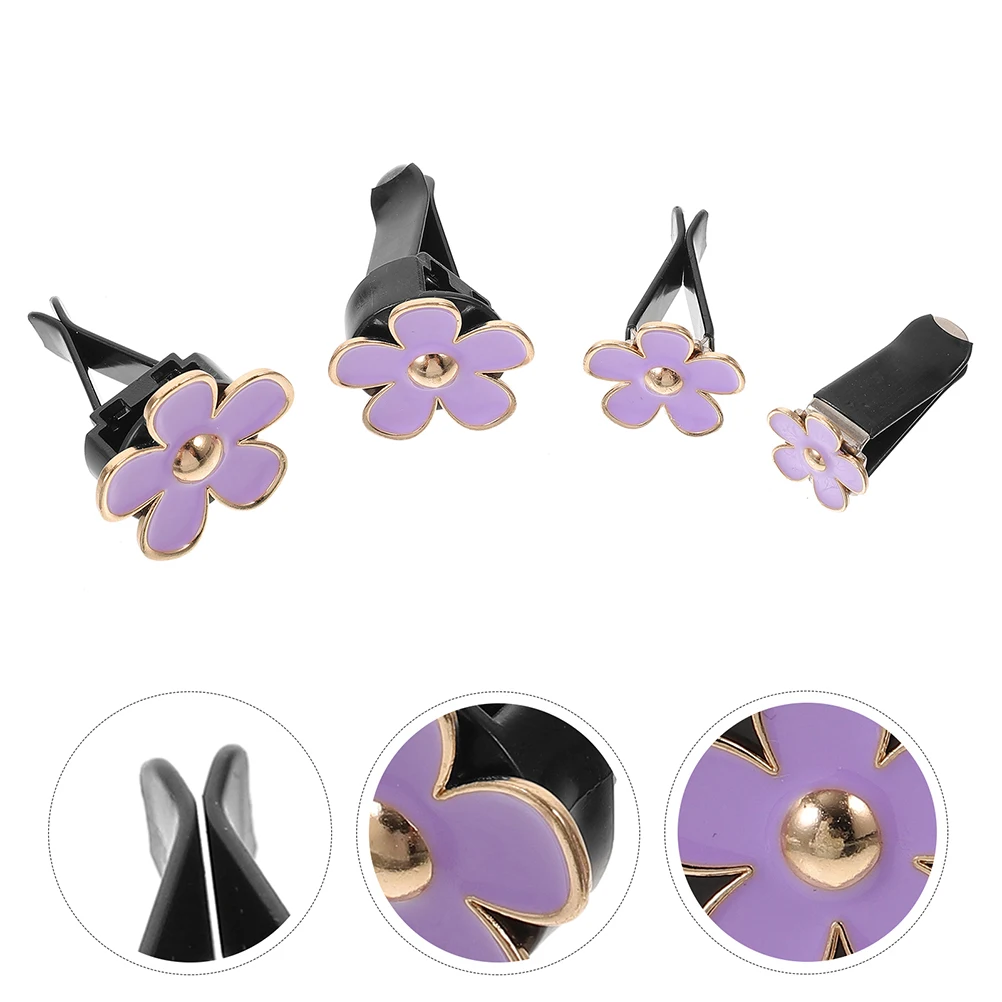 

12pcs Car Air Freshener Clips Daisy Flower Vent Decorations Purple Alloy Car Interior Accessories Cute Scented Vent Clips