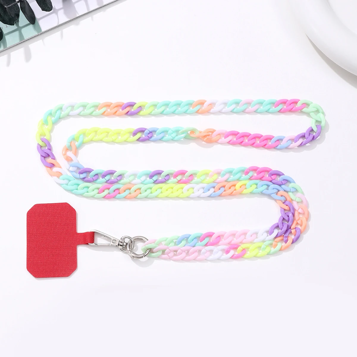Jelly Color Chain Colorful Acrylic Chain Long Oblique Cross Phone Hanging Rope