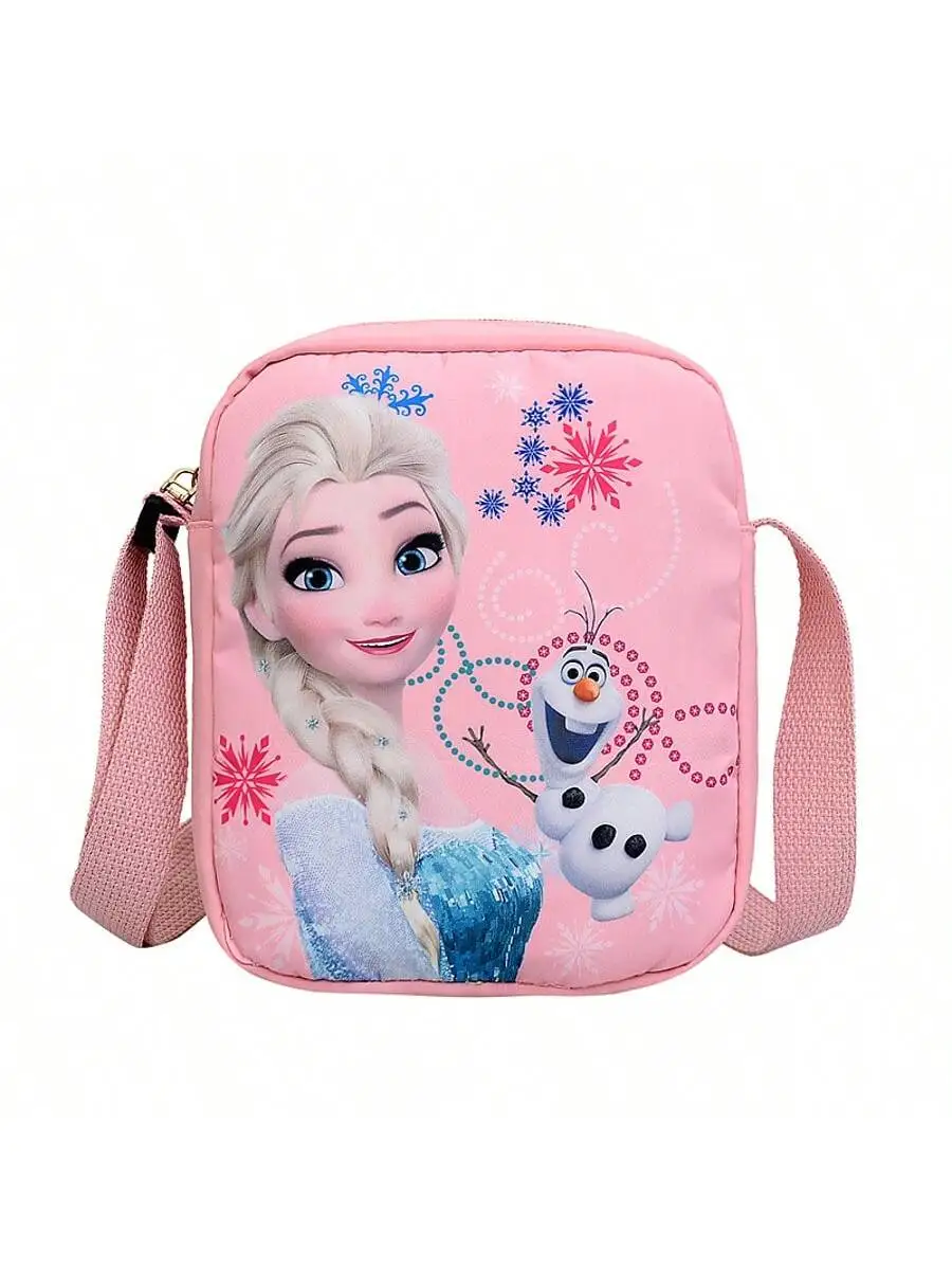 《Frozen》 Elsa Cartoon Printed Fashion Backpack, Cute Canvas Shoulder Handbag, Travel Commuting Bag, Mobile Phone