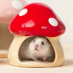 Ceramic Hamster House for Small Animals Outdoor Mushroom Cave Small Animal Food for Home Hamster Keeping Gigts