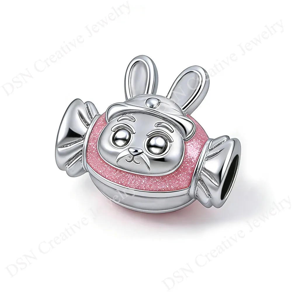 DSN-abalorio de plata 925 con cuentas de caramelo de Zootopia de Disney para pulsera, juego infantil, bonito abalorio de dibujos animados, regalo de joyería