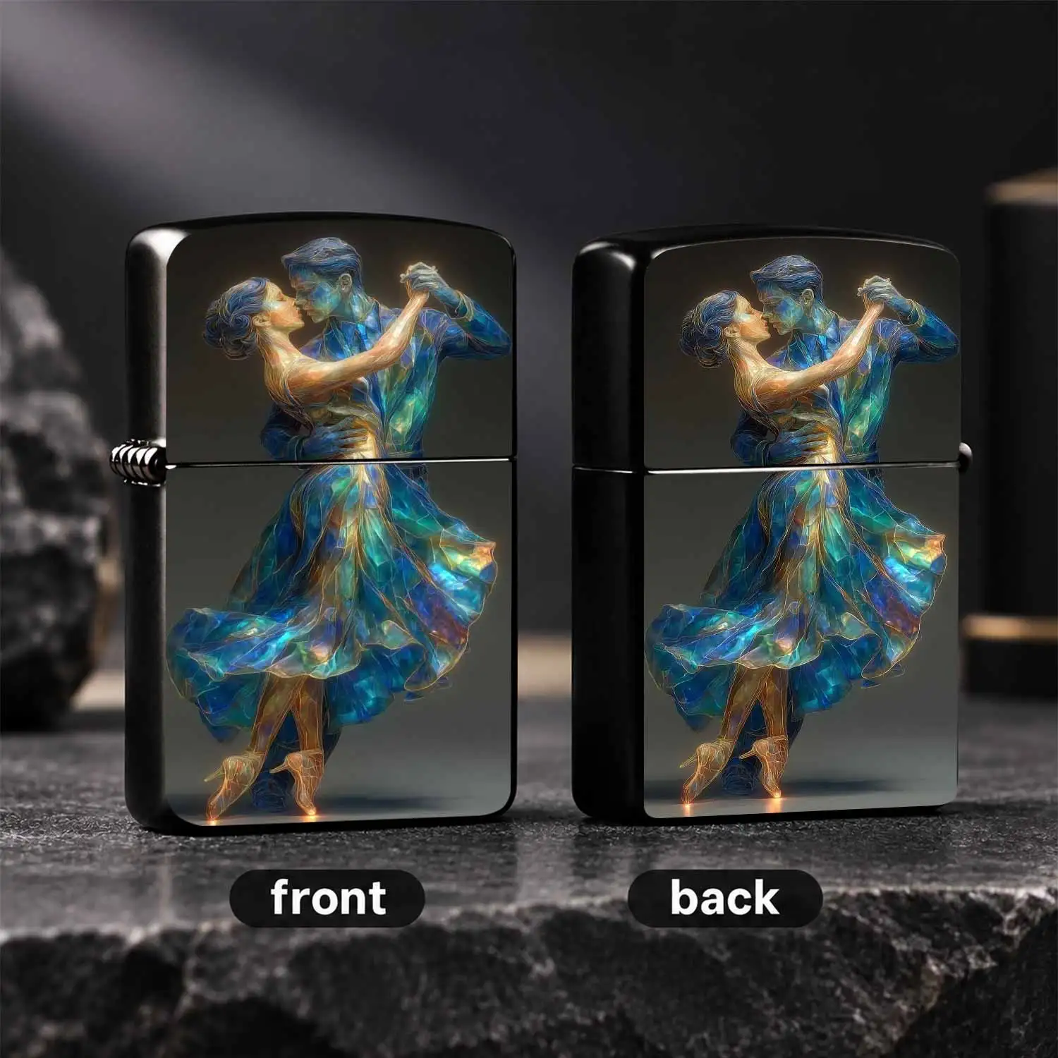 Creative Stained Glass Style Tango Dancer Lighter, Artistic Colorful Dancing Couple Decor, Exquisite Portable Accessory For Daily Use, Gifting, Display, Party, Travel And All Scenarios, Unique Eye-Catching Decorative Item For A Humorous And