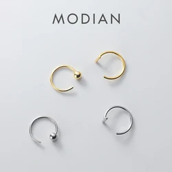 MODIAN 2025 Authentic 925 Sterling Silver Round Bead Simple Hoop Earrings For Women Sweet Brand Tiny Fine Silver Jewelry Gift