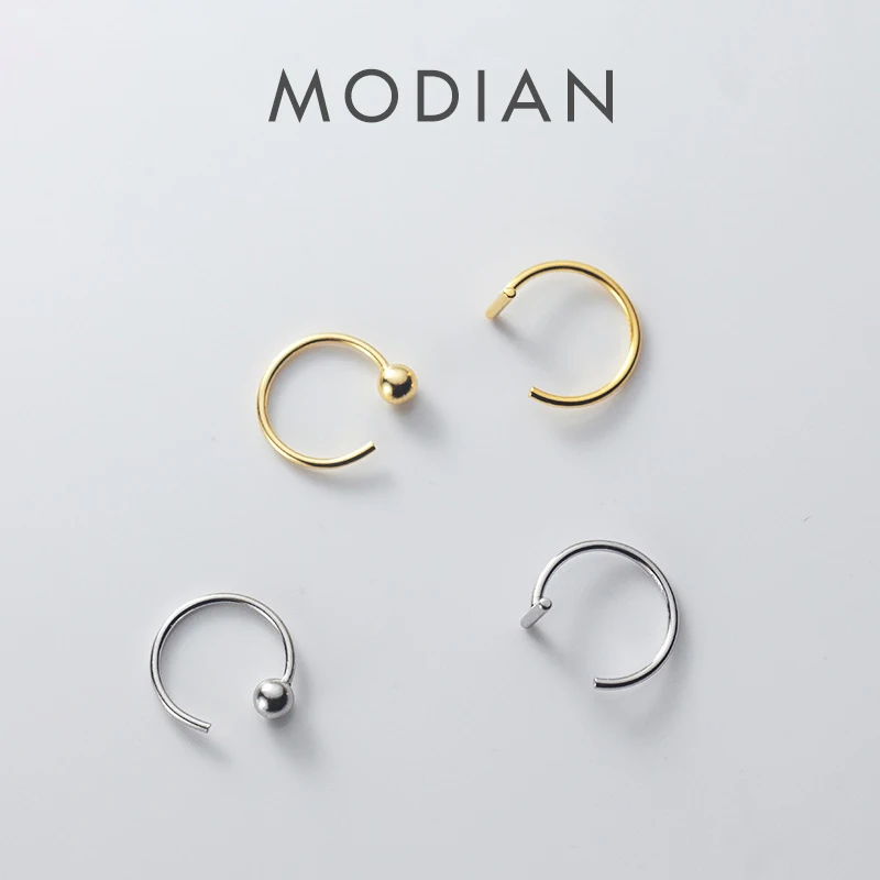 MODIAN 2025 Authentic 925 Sterling Silver Round Bead Simple Hoop Earrings For Women Sweet Brand Tiny Fine Silver Jewelry Gift