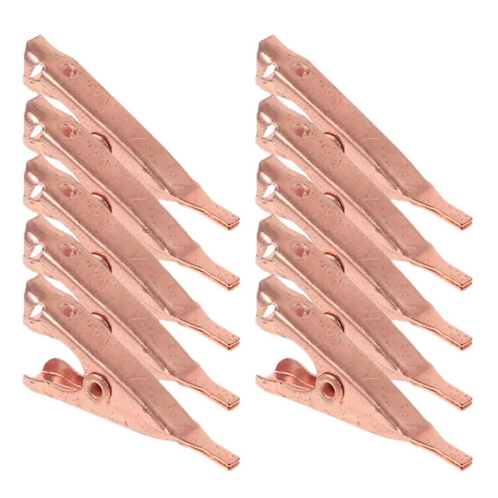 

10pcs Copper Test Clip Alligator Clamps Electrical Equipment Soldering Wires Micro Clamps Flat Mouth Temporary Wiring Testing