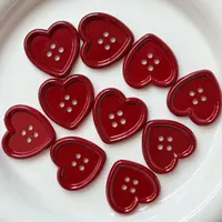 10Pcs Japanese Vintage Wine Red Heart Buttons Women's Coat Sweater Cardigan DIY Deco Cute Girls Hat Clothing Sewing Accessories