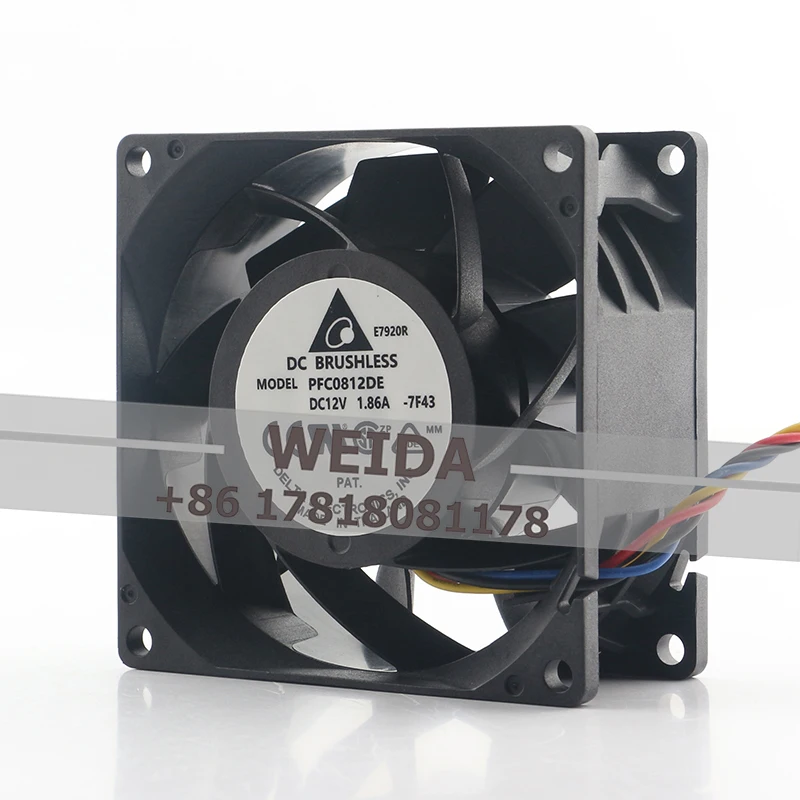 Delta 8038 12V 1.86A AC EC 8CM 4-wire High air Volume 80X80X38MM Pressurized Ball Bearing PFC0812DE-7F43 Cooling Fan