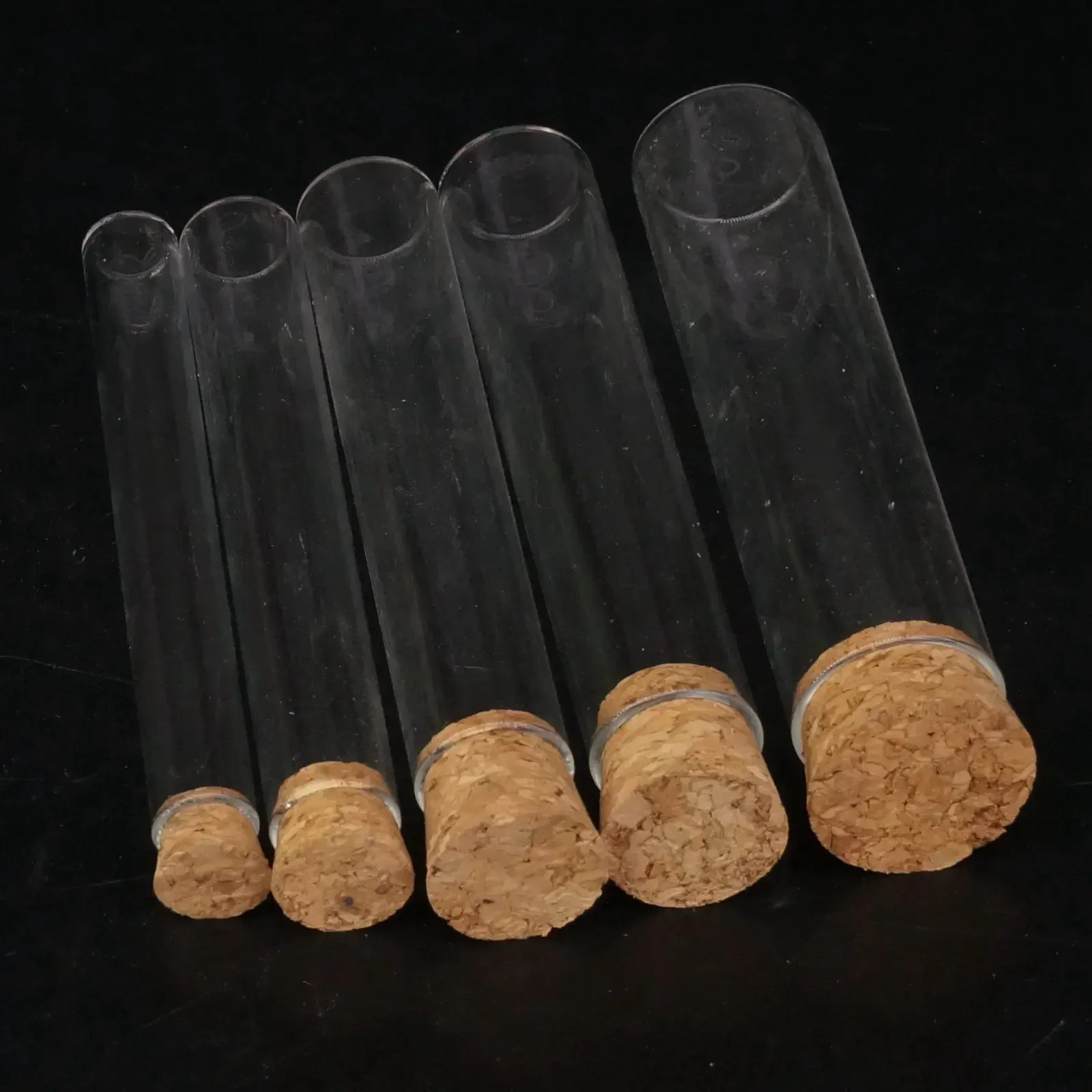 Lot5 o/d-木製ストッパー付き平底試験管,耐熱性,12mm,15mm,18mm,20mm,25mm,30mm,35mm,40mm,長さ100mm