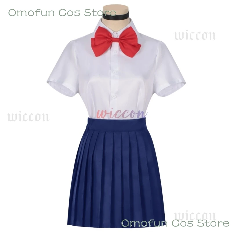 Momo Ayase Cosplay Costume Wig Anime Dandadan School JK Uniform Earrings Pink Sweater Skirt Halloween Party Women