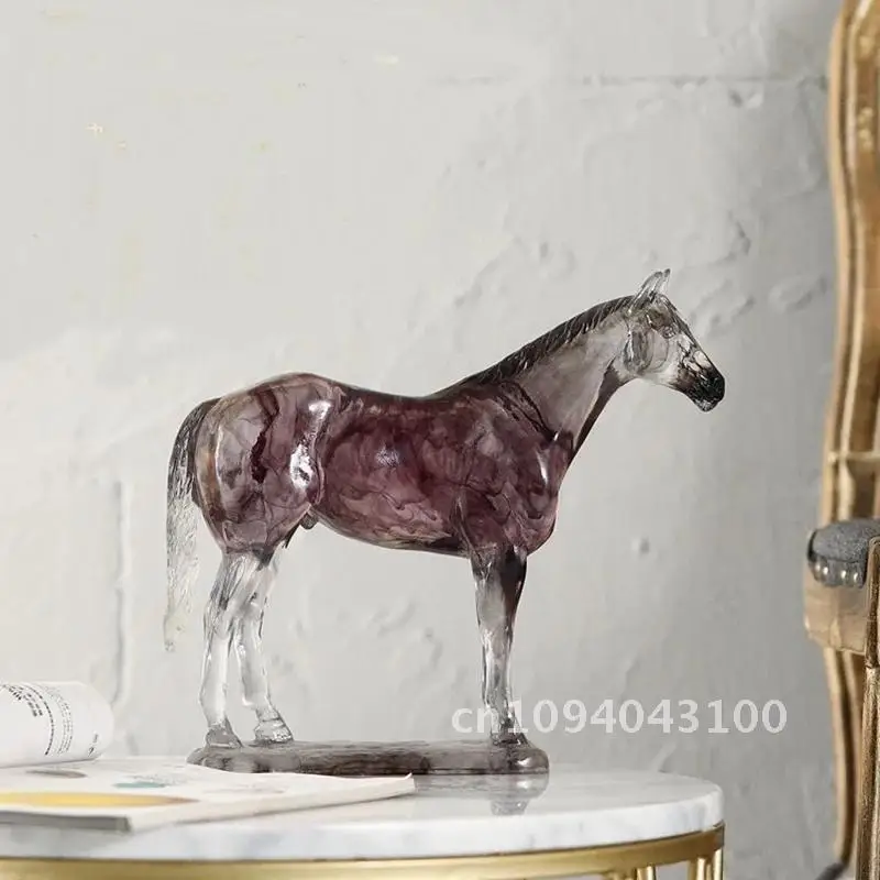 

Desktop Horse Sculpture Crystal Resin Horses Statue Figurine Interior Nordic Ornament Art Home Decoration Office Animal Crafts