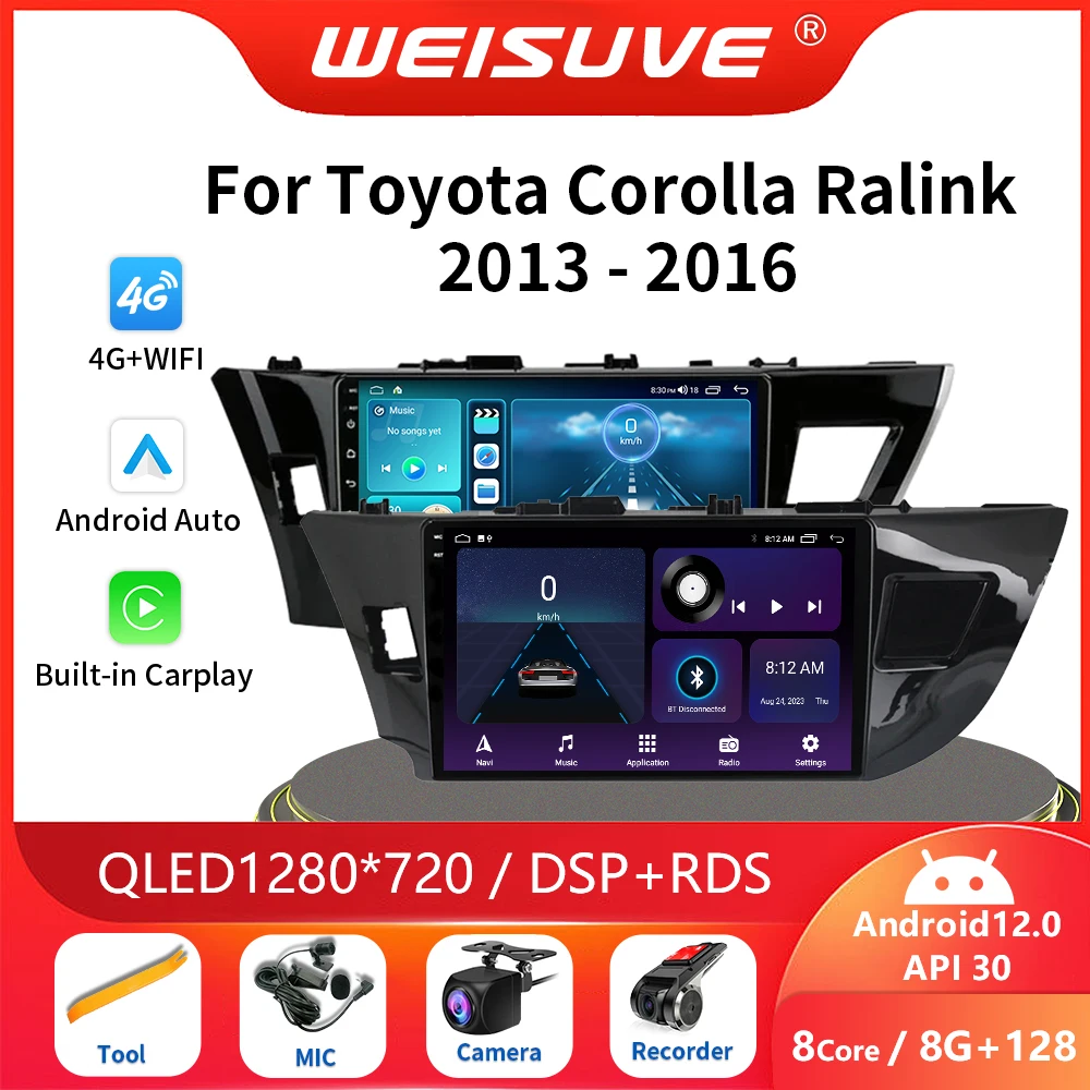 

2 Din Android 13 For Toyota Corolla Ralink 2013-2016 Car Radio Multimedia Video Player GPS Navigation Carplay Stereo autoradio