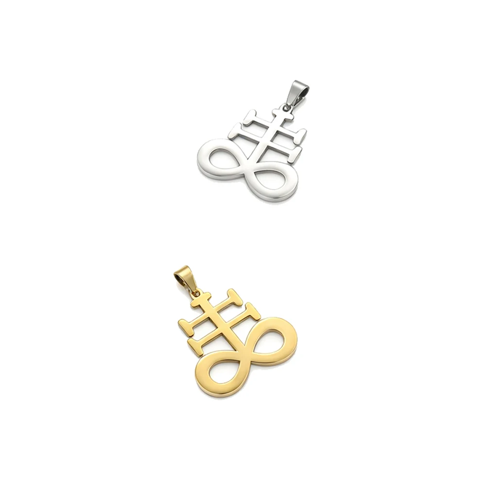 5-teiliges Leviathan-Kreuz Sigil des Luzifer Anhänger-Set Satanisches Okkultes Edelstahl Gotisches Amulett-Schmuckset für Männer – Detail 4