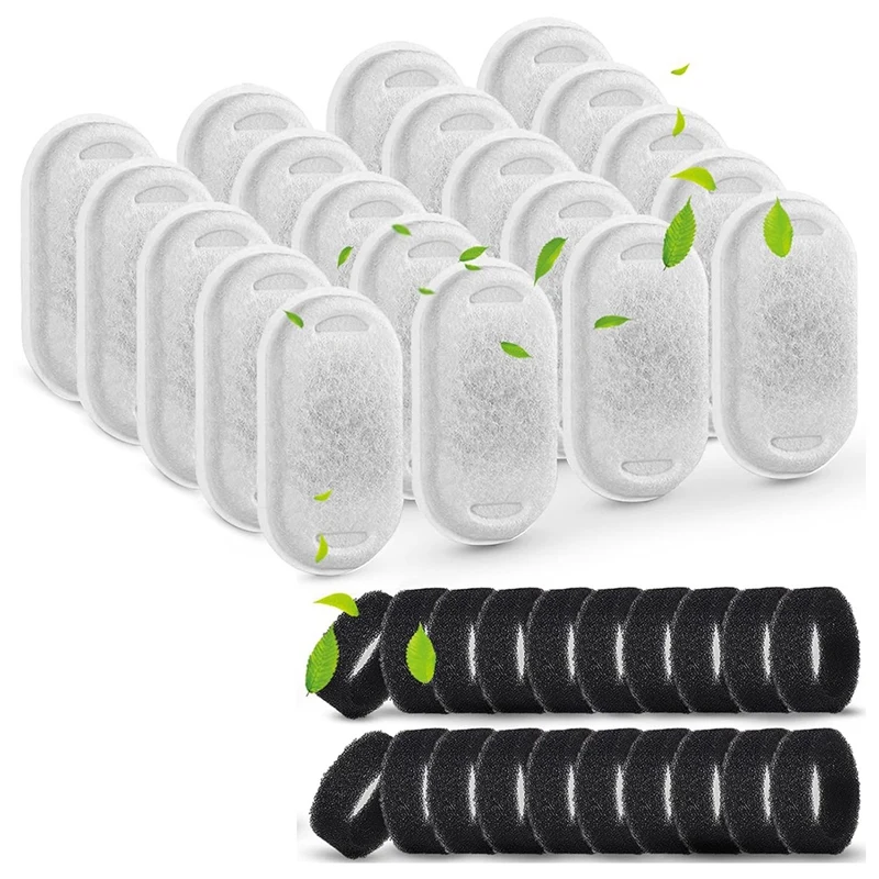 

Cat Fountain Filter Fits 64Oz/2L And 108/3.2L Stainless Steel Pet Fountain Replacement Filters, 20 Filters 20 Sponges