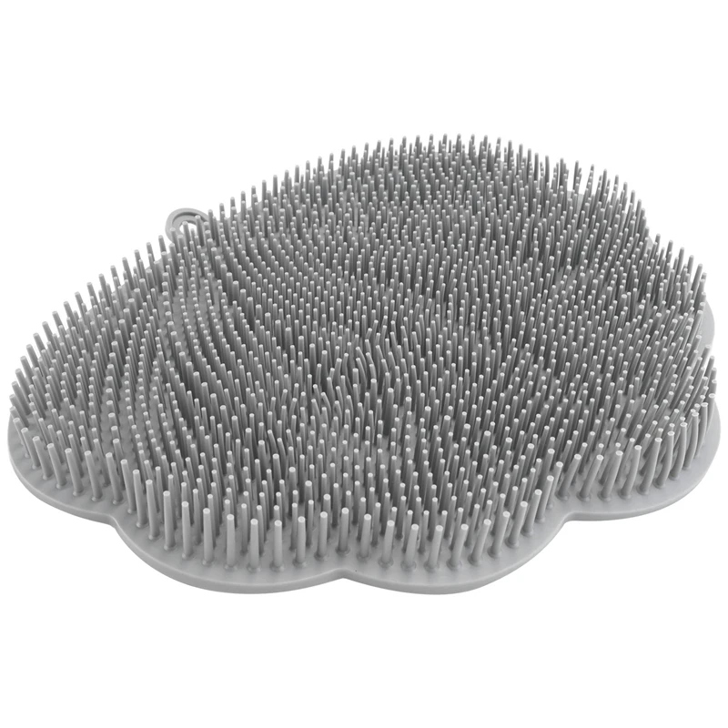 جهاز تنظيف للظهر والقدمين مثبت على الحائط بدون استخدام اليدين مع أكواب شفط - تنظيف عميق وتقشير باللون الرمادي للاستحمام