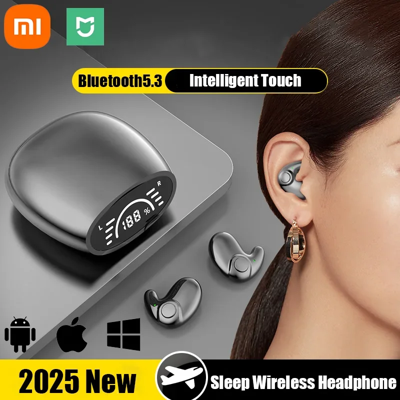 سماعات أذن غير مرئية من Xiaomi Sleep سماعات رأس صغيرة مزودة بخاصية إلغاء الضوضاء سماعات رأس لاسلكية رياضية ستيريو بلوتوث 5.3 سماعة أذن