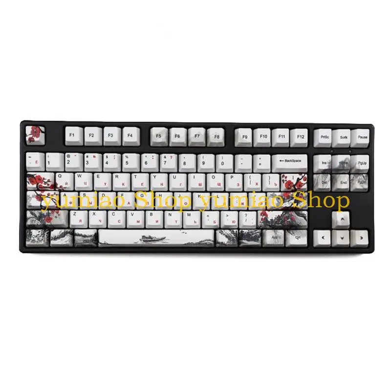 

587B 110 клавиш Сублимационная краска OEM профиль DYE-Sub ботаническая тема цветения сливы PBT Keycap для механической