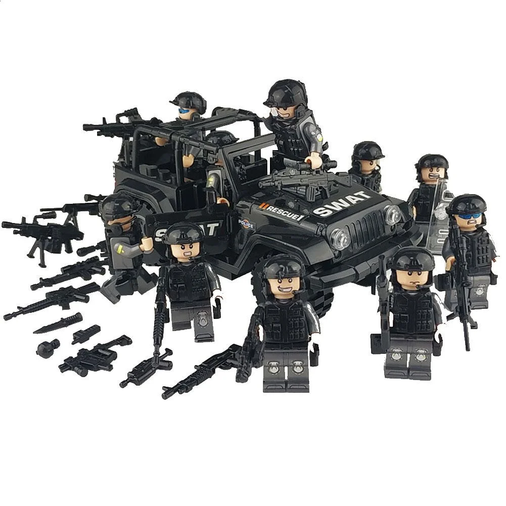 Military Special Forces Soldiers Bricks Figures Guns Weapons Compatible Armed SWAT Building Blocks Kids Toys