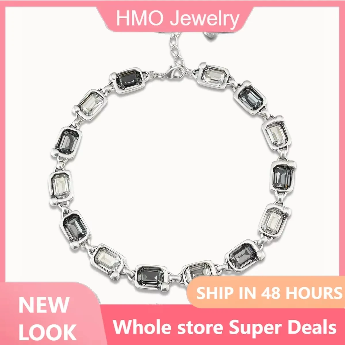 2025 Latest Hot Sales Spain YUHUNO Jewelry Fashion High end Luxury Grey White Crystal Necklace Women's High Quality Gift