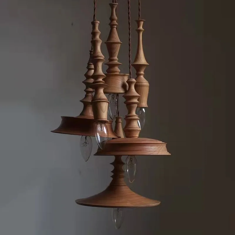 

Retro chandelier wood craft ambient light original decoration hanging light entrance restaurant bedside chandelier B & B