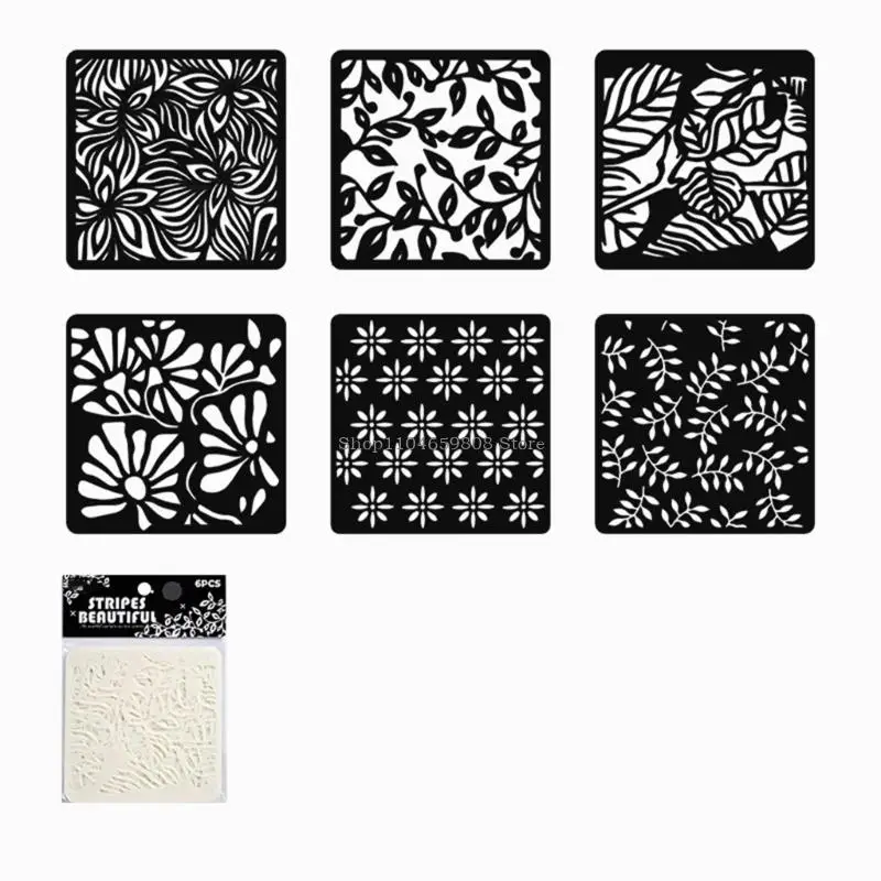 6 PC Flowers Disegno Modelli strati strati stravaghi per rivista degli stencil