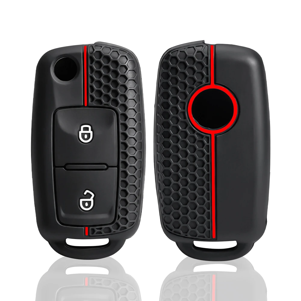 New Silicone Flip Remote Key Case Shell For Vw VOLKSWAGEN MK4 Bora Golf Passat Polo Alhambra Touran 2 Bunttons Folding Key