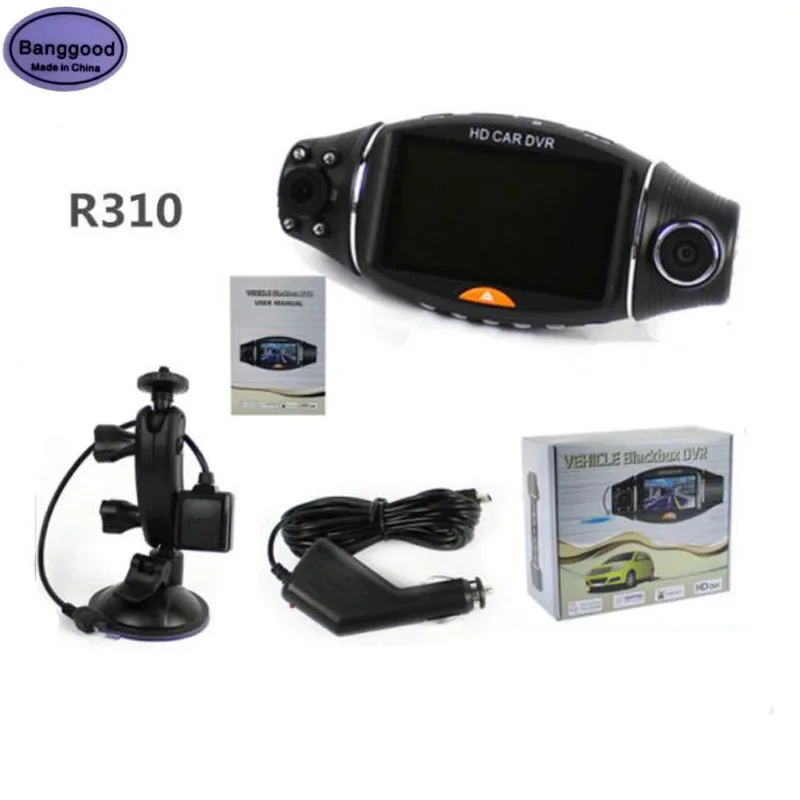 R310 2.7 Inch Car DVR Camera Car DVR GPS Dash Cam Recorder HD 1080P Night Vision IR Dual Lens GPS G-Sensor Loop-Cycle Recording