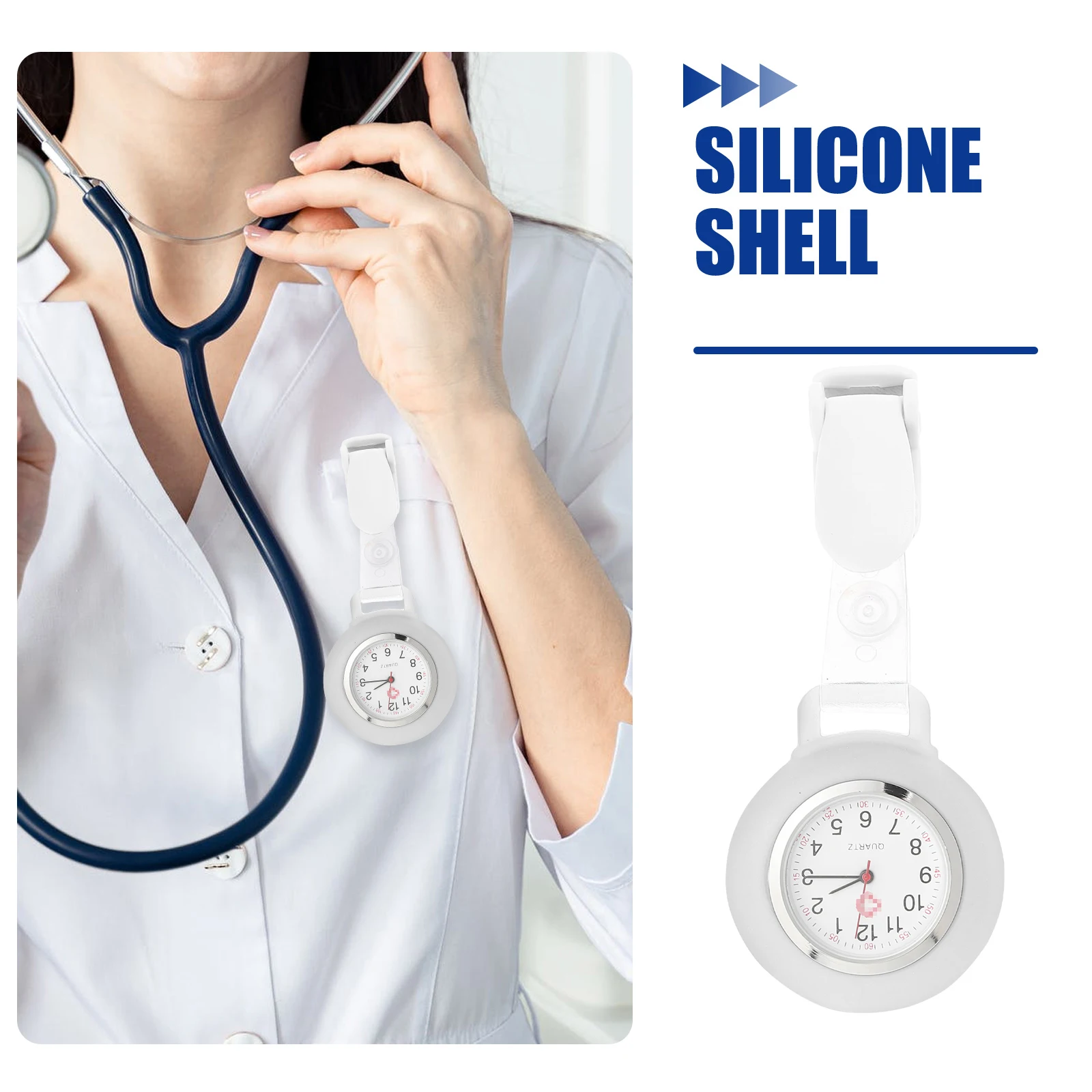 White Nurse Watch Clip Pocket Watches Lightweight Portable Professional Accessories Breast Watch for Work Hospital Use