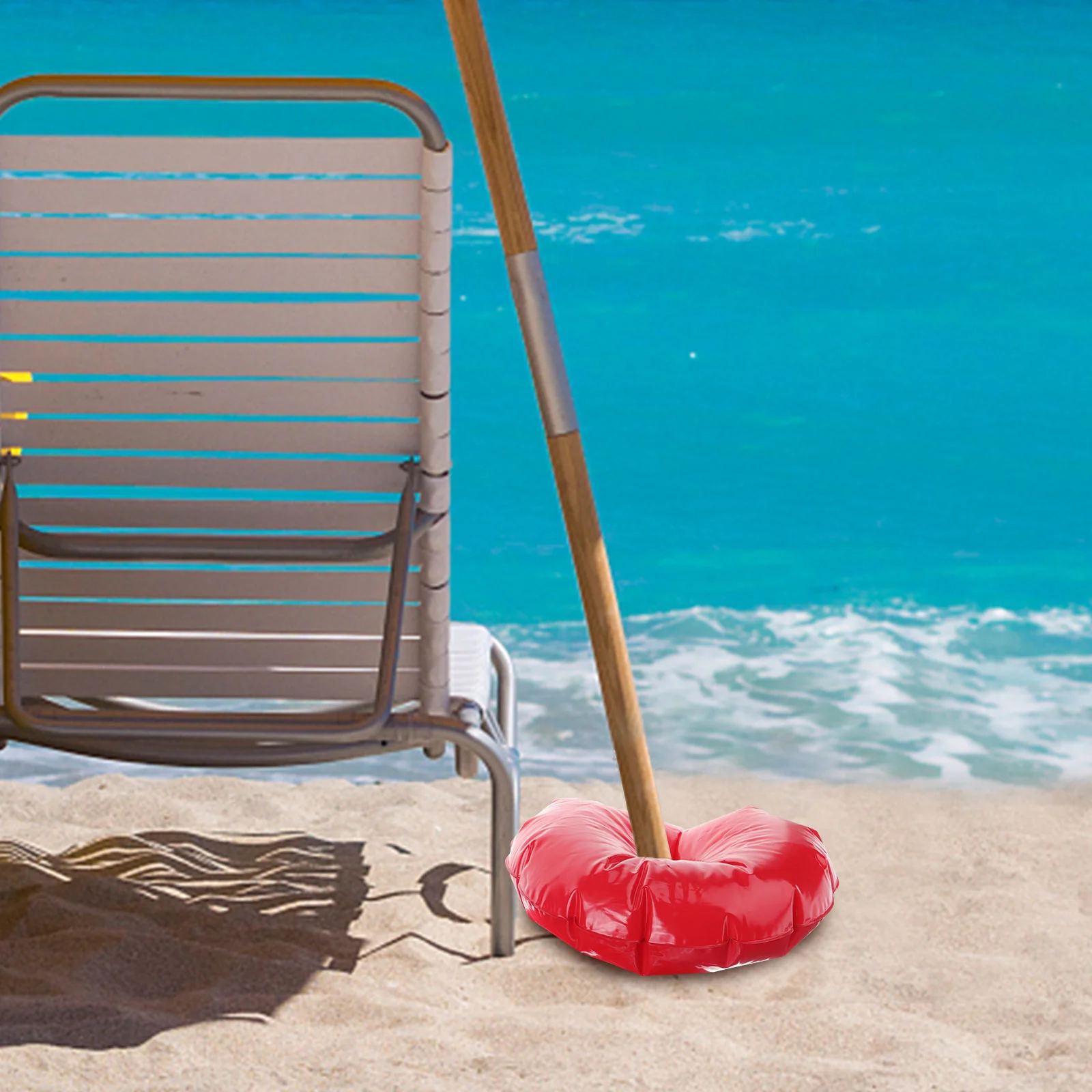 2 uds sombrilla de playa portátil Base de peso bolsa de agua línea de lavado giratoria inyección soporte de Pvc Banner sombrilla roja