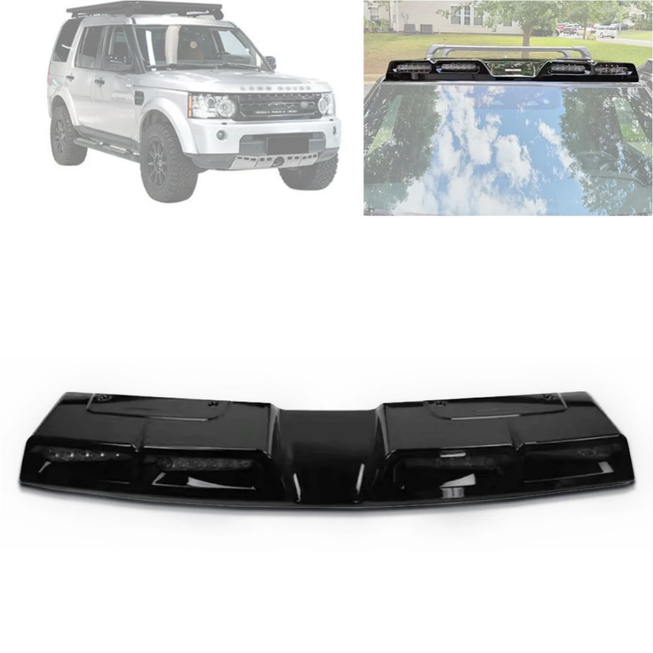 

Modification 4 Lens Glossy Black Top Light Luggage Rack Off-road Adventure Light for Land Rover Discovery 4 Roof Light Bar Pod
