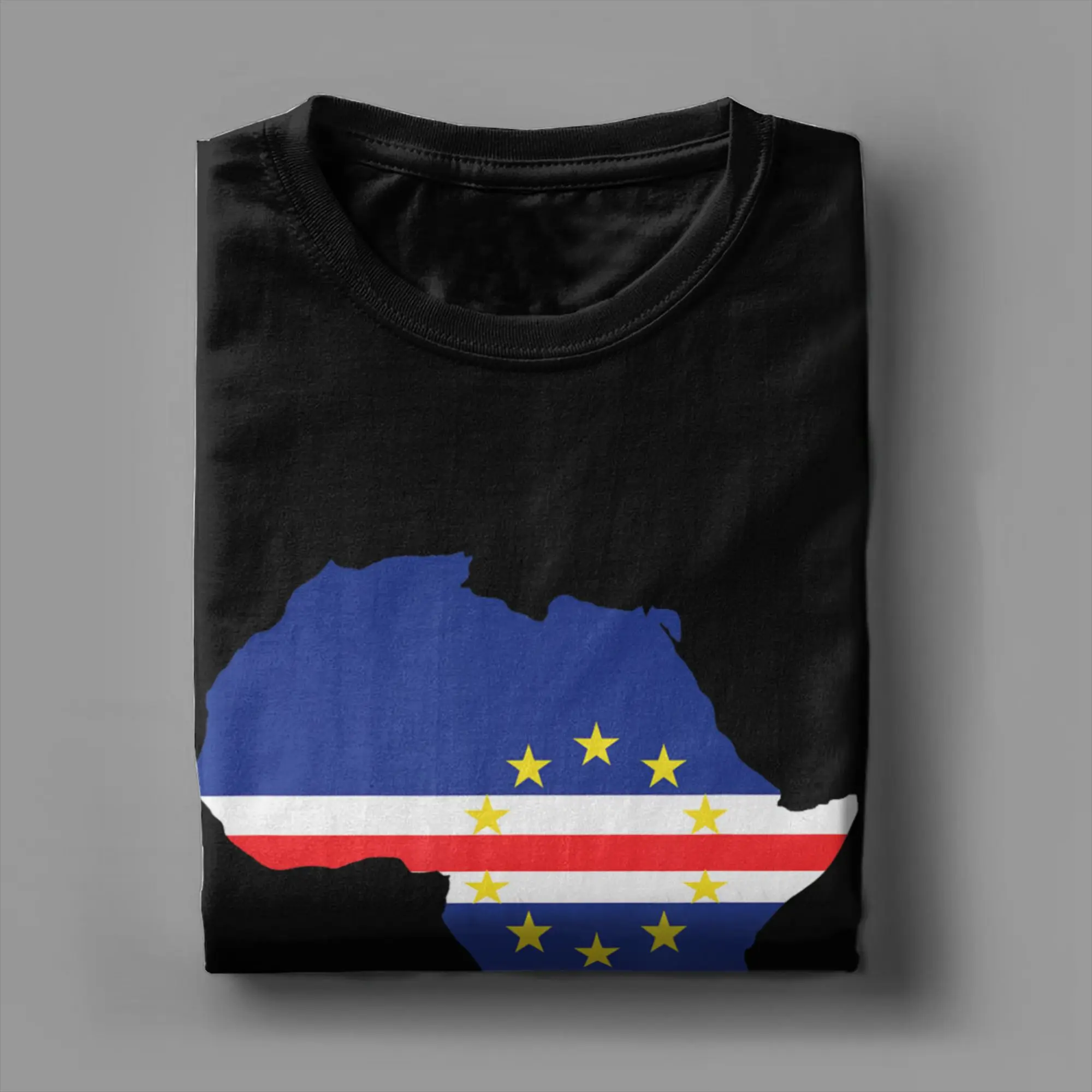 Men T-Shirt Cape Verde Flag Cabo Verde Map Casual 100% Cotton Tee Shirt Short Sleeve  T Shirt O Neck Clothes Birthday Gift