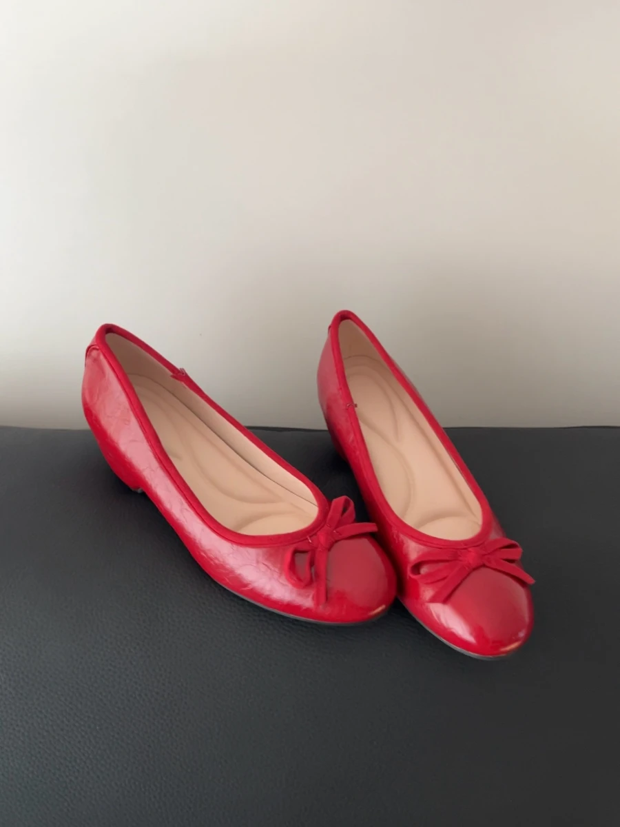 comfortable-red-bowknot-ballet-single-shoes-mary-janes-women's-footwear-retro-spring-summer-new-style-korean-style-round-toe