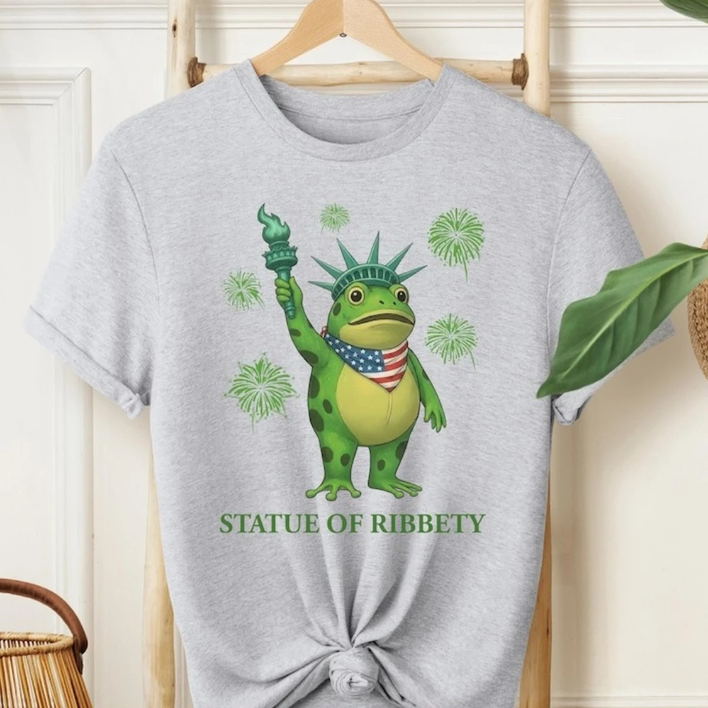 面白いポートランドカエル抗議シャツリベティ像 Tシャツ自由カエル Tシャツ男性女性ファッションカジュアルクルーネックコットン Tシャツトップス