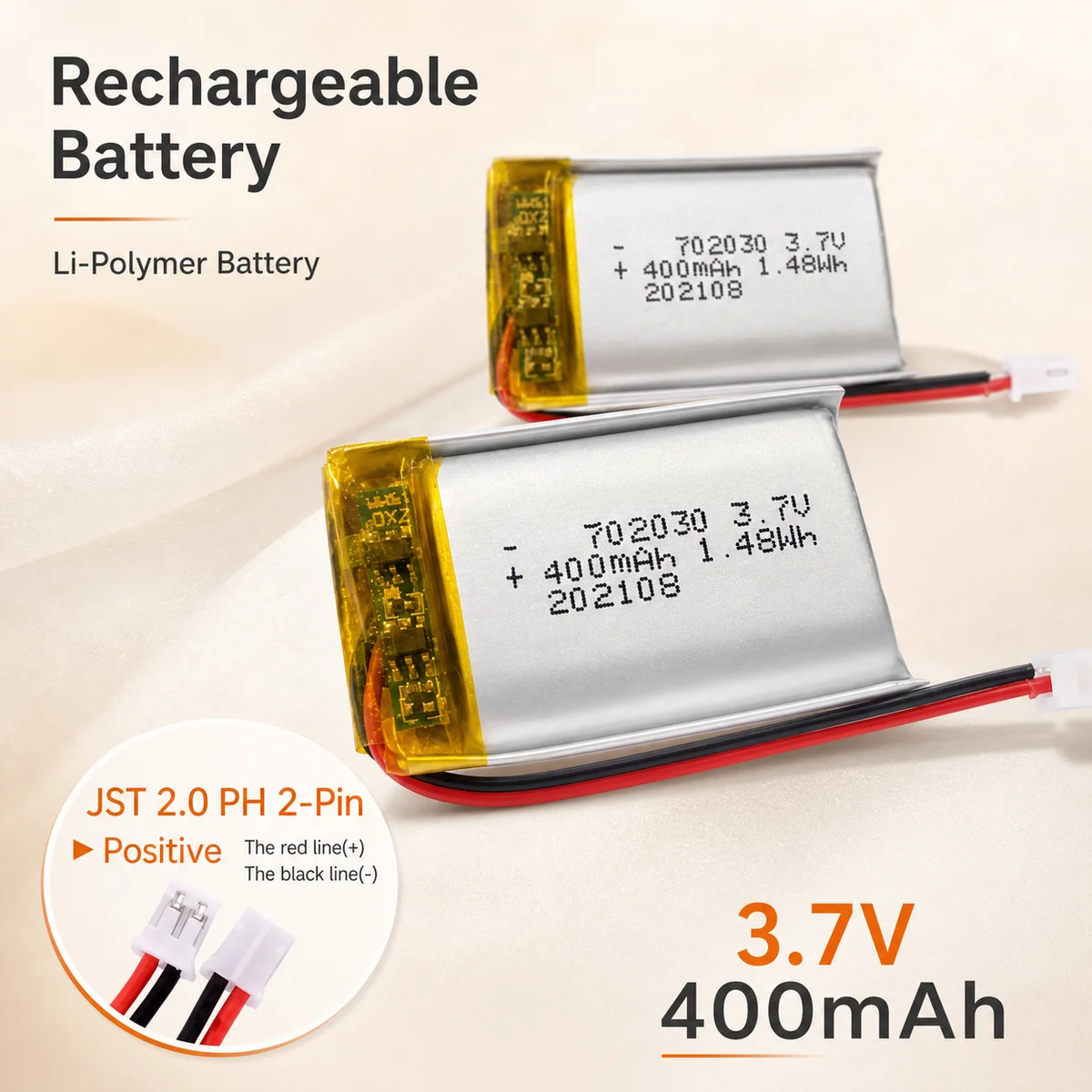 Drone Battery Li-Ion - Rechargeable 702030 LiPo Battery 3.7V 400mAh