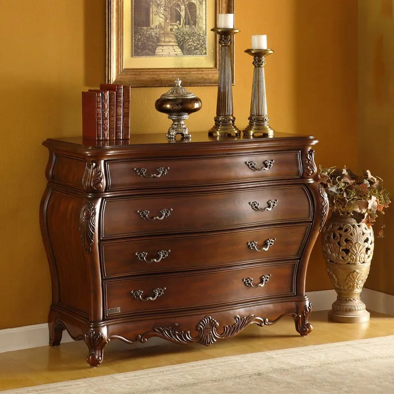 

American solid wood old style dresser, porch cabinet, double curved chest cabinet