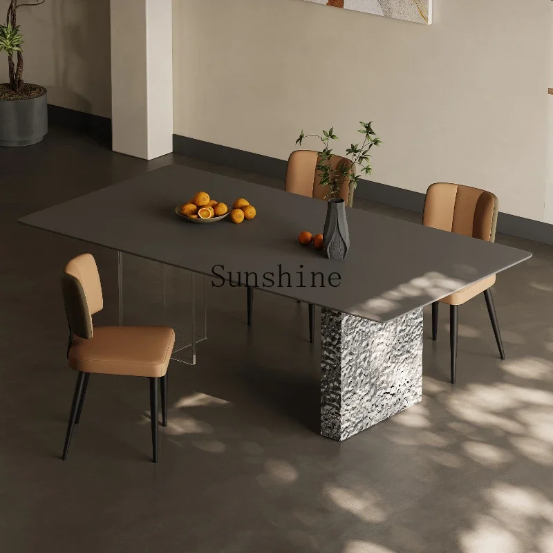 Rectangle suspended rock slab dining table modern simple eating table living room home