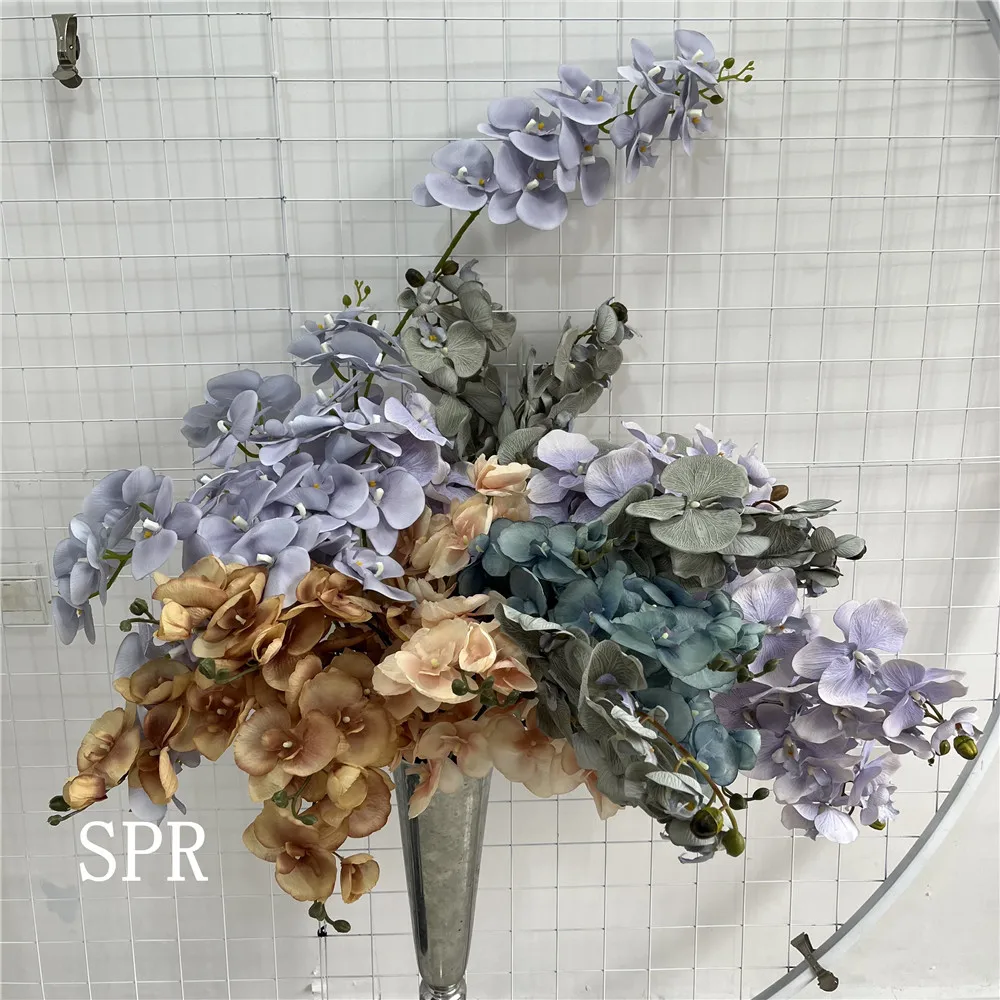 SPR Bulk Silk Flower Ivy Garland Blue Hydrangea Tulip Leaf Stem Floral Arrangement Artificial Valentine Roses