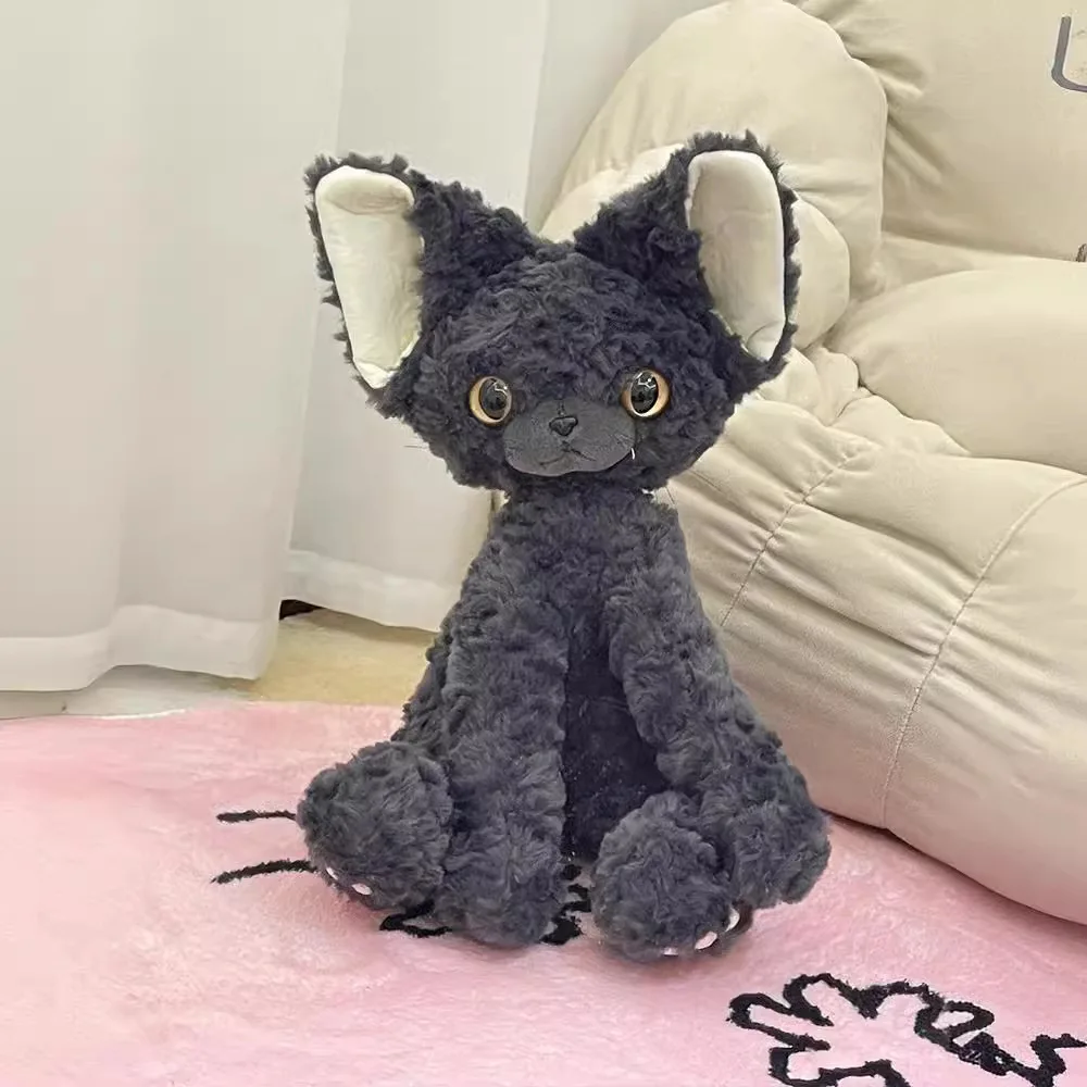 Duitse krullende kat zwart-witte kat pluche pop schoudertas crossbody tas pop