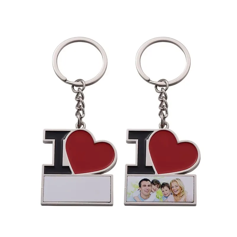 10Pcs/Pack Heart Shaped Sublimation Blank Keychain, DIY to Print PAPA MAMA Love Patterns Custom Keyring for Party Festival Gift