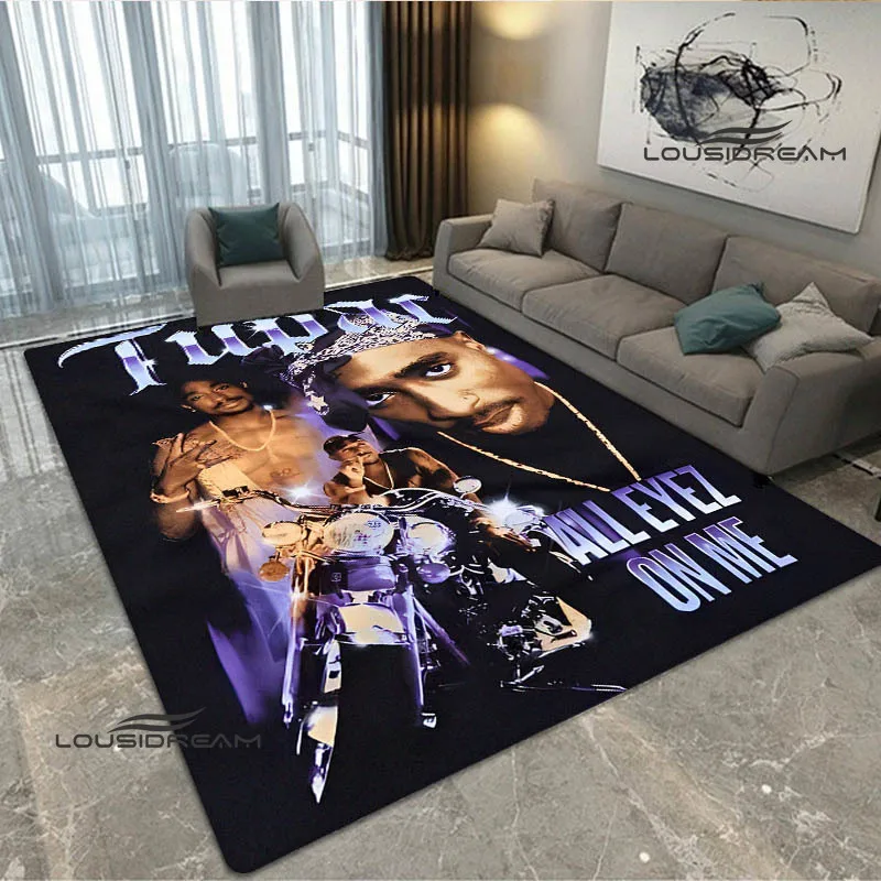 2PAC hip-hop singer fashion Printed carpet living room bedroom carpet non-slip door mat photography props area rug birthday gift