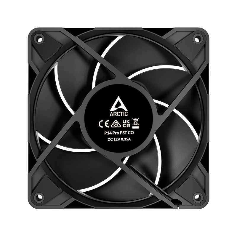ARCTIC P14pro Premium PWM Fan 140mm with Y-Cable Splitter Dual Ball Bearing 400-2500 RPM 4-Pin Black for Computer Cooling System